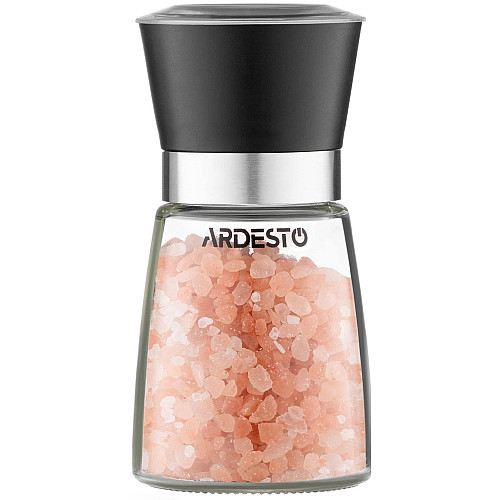 Млинок для солі та перцю ARDESTO Gemini, 180мл, скло, пластик, прозорий, чорний
