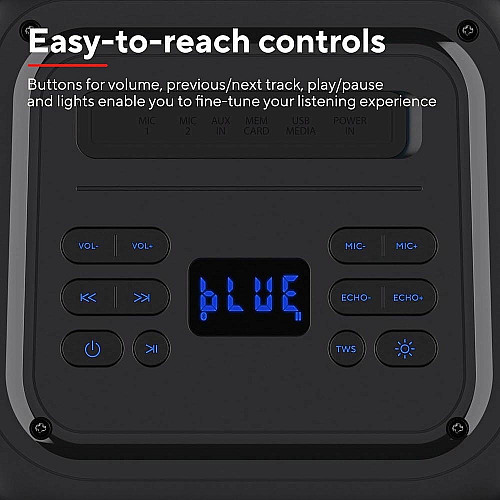 Портативная акустическая система Trust Azura 50Вт, 1.0, ВТ 5.2, TWS, MP3, IPX4, RGB, Черный