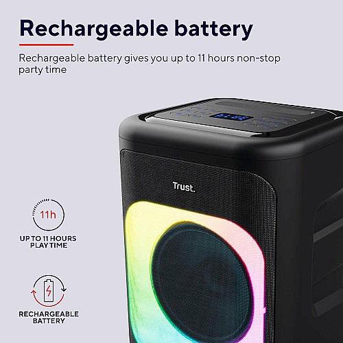 Портативная акустическая система Trust Azura 50Вт, 1.0, ВТ 5.2, TWS, MP3, IPX4, RGB, Черный