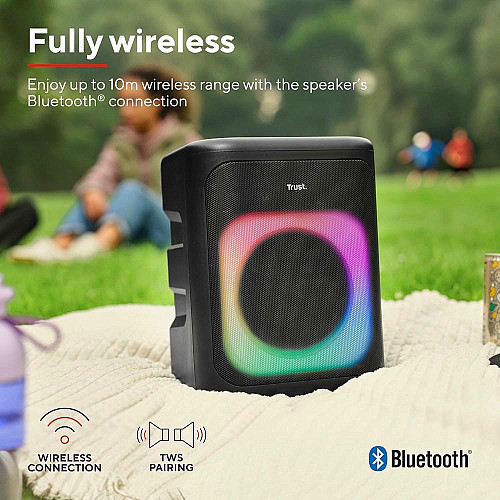 Портативная акустическая система Trust Azura 50Вт, 1.0, ВТ 5.2, TWS, MP3, IPX4, RGB, Черный