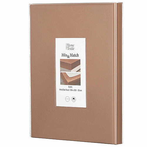 Простыня на резинке ARDESTO Mix&Match, 180x200+30см, 100% хлопок, сатин, коричневый