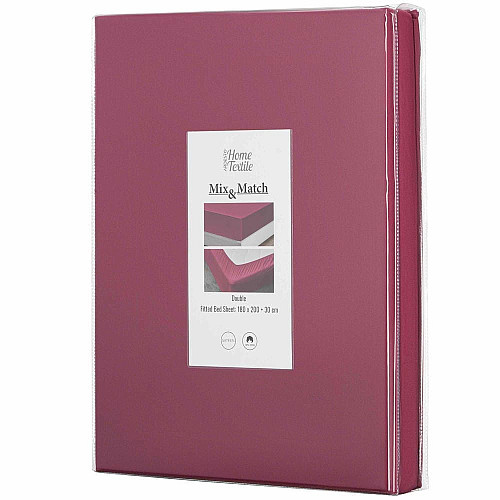 Простыня на резинке ARDESTO Mix&Match, 180x200+30см, 100% хлопок, сатин, бордовый