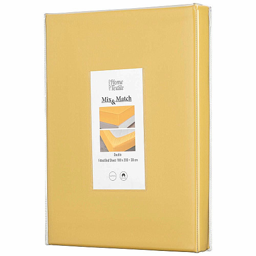 Простыня на резинке ARDESTO Mix&Match, 180x200+30см, 100% хлопок, сатин, желтый
