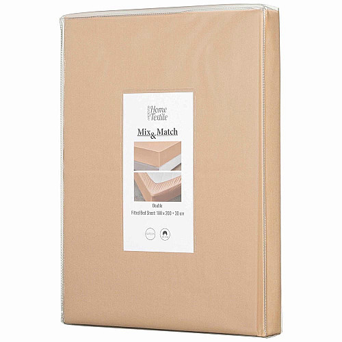 Простыня на резинке ARDESTO Mix&Match, 180x200+30см, 100% хлопок, сатин, бежевый