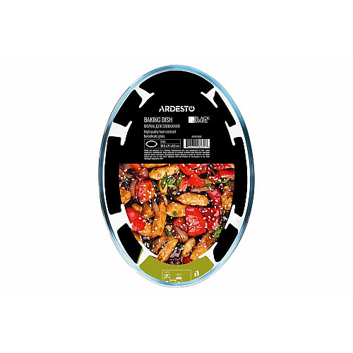 Форма для запекания ARDESTO Black Mars 30х21х6.5см, боросиликатное стекло, овальная, прозрачный