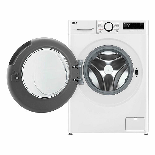 Стиральная машина LG фронтальная, 9кг, 1200, A, 48см, дисплей, пара, инвертор, белый