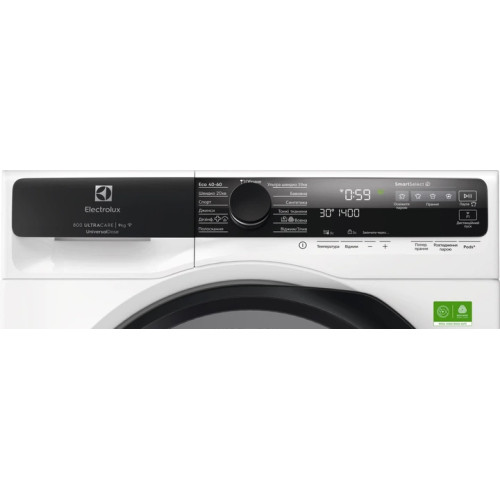 Пральна машина Electrolux фронтальна, 9кг, 1400, A, 60см, дисплей, пара, інвертор, universaldose, білий