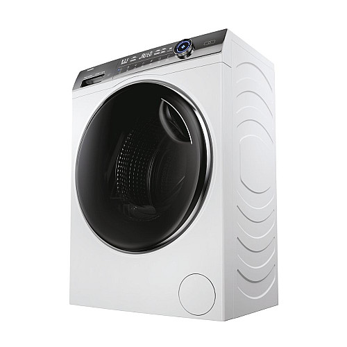 Пральна машина Haier фронтальна, 9кг, 1400, A+++, 52см, дисплей, пара, інвертор, люк чорний, прямий привід, білий