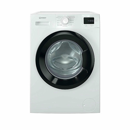 Стиральная машина Indesit фронтальная, 6кг, 1200, A+++, 44.6см, дисплей, пара, инвертор, черный люк, белый