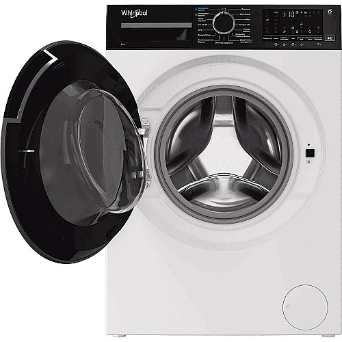 Стиральная машина Whirlpool фронтальная, 8кг, 1400, C, 55см, дисплей, пара, инвертор, черный люк, белый