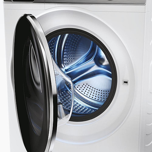 Пральна машина Haier фронтальна, 12кг, 1400, A+++, 60см, дисплей, пара, інвертор, люк чорний, прямий привід, білий