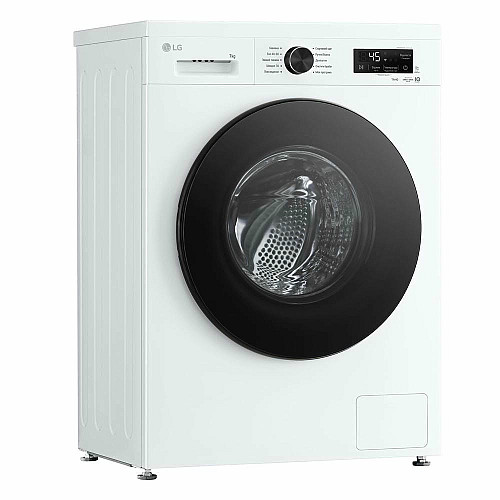 Пральна машина LG фронтальна, 7кг, 1200, A, 44см, дисплей, пара, інвертор, білий