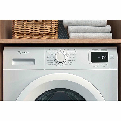 Стиральная машина Indesit фронтальная, 6кг, 1000, A+++, 44.6см, дисплей, пара, инвертор, белый