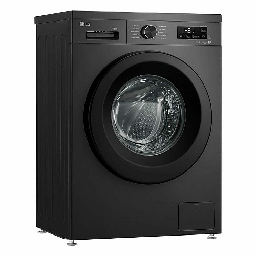 Стиральная машина LG фронтальная, 6.5кг, 1200, В, 44см, дисплей, пара, инвертор, черный