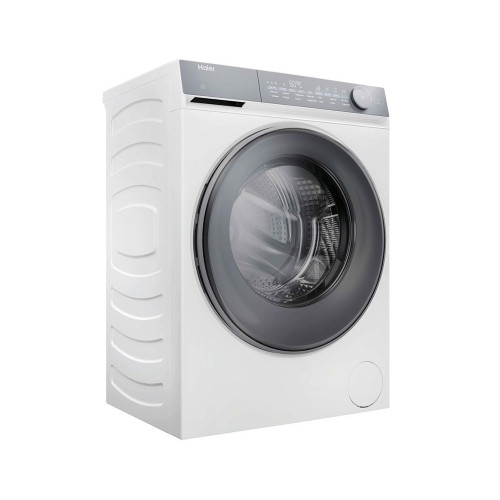 Пральна машина Haier фронтальна, 9кг, 1400, B, 45.2см, дисплей, пара, інвертор, люк сірий, прямий привід, білий