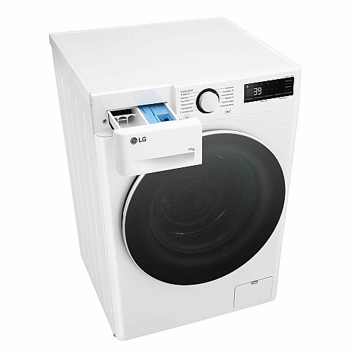 Пральна машина LG фронтальна, 11кг, 1400, A, 57см, дисплей, пара, інвертор, білий