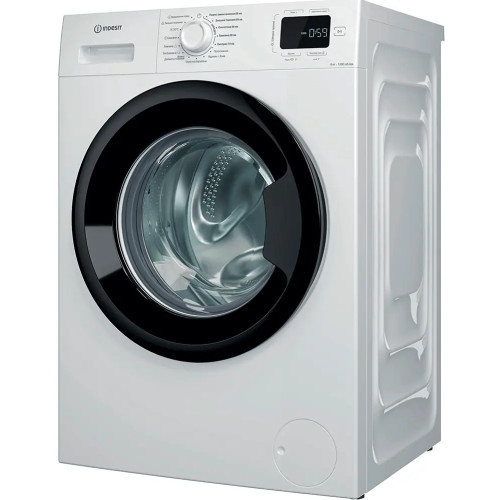 Пральна машина Indesit фронтальна, 6кг, 1200, A+++, 44.6см, дисплей, пара, інвертор, люк чорний, білий