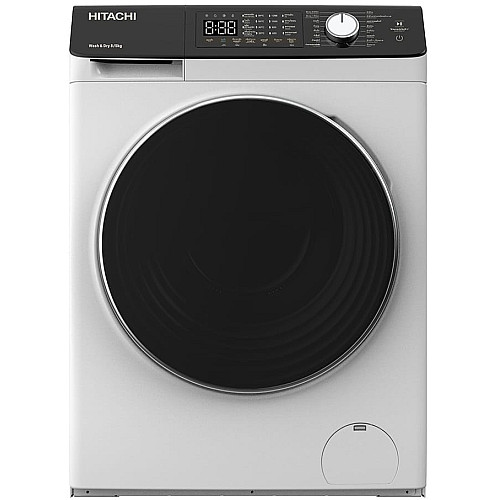 Стирально-сушильная машина Hitachi фронтальная, 8(5)кг, 1400, A, 60см, дисплей, пара, инвертор, белый