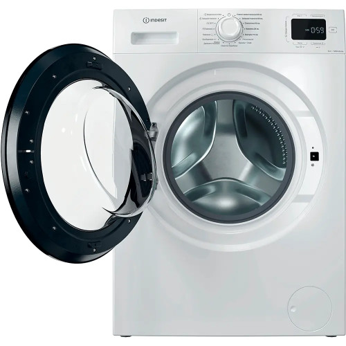 Пральна машина Indesit фронтальна, 6кг, 1200, A+++, 44.6см, дисплей, пара, інвертор, люк чорний, білий