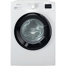 Стиральная машина Indesit фронтальная, 7кг, 1200, A+++, 49.6см, дисплей, пара, инвертор, черный люк, белый