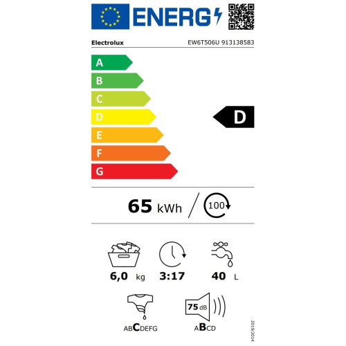 Пральна машина Electrolux вертикальна, 6кг, 1000, D, 60см, дисплей, білий