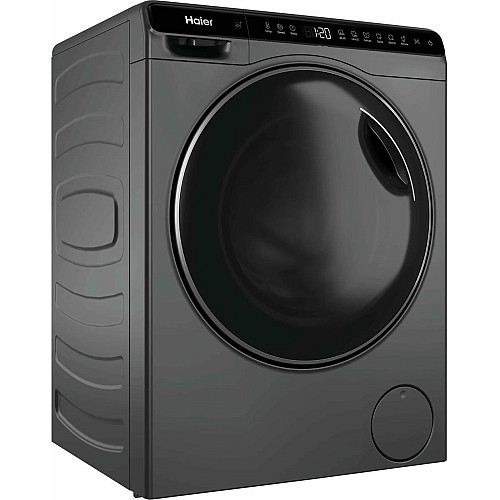 Стиральная машина Haier фронтальная, 5кг, 1200, A, 42.3см, дисплей, инвертор, люк черный, Wi-Fi, высота 70см, серебристый