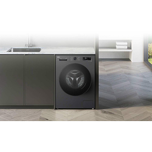 Стиральная машина LG фронтальная, 7кг, 1200, A, 44см, дисплей, пара, инвертор, черный