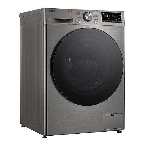 Пральна машина LG фронтальна, 11кг, 1400, A, 57см, дисплей, пара, інвертор, сріблястий