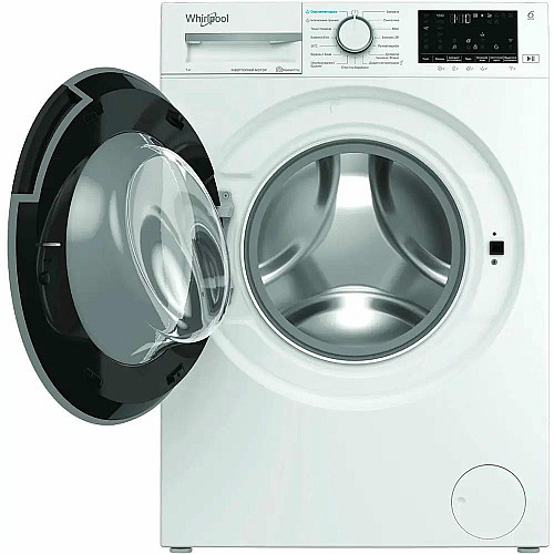 Стиральная машина Whirlpool фронтальная, 7кг, 1200, A+++, 49.6см, дисплей, пара, инвертор, черный люк, белый