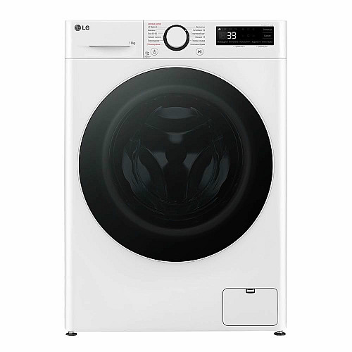 Пральна машина LG фронтальна, 10кг, 1400, A, 57см, дисплей, пара, інвертор, білий