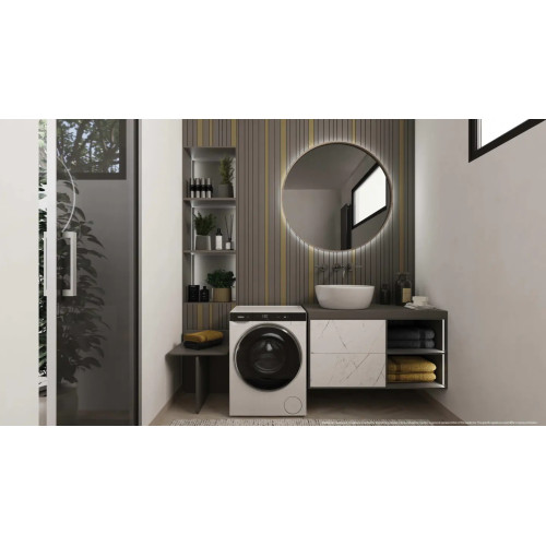 Прально-сушильна машина Haier фронтальна, 5(2.5)кг, 1200, A, 42.3см, дисплей, інвертор, люк чорний, Wi-Fi, висота 70см, білий