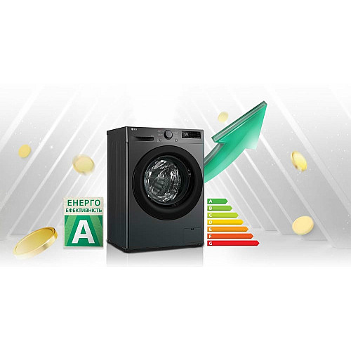 Стирально-сушильная машина LG фронтальная, 9(5)кг, 1200, A, пара, 48см, дисплей, пара, инвертор, черный