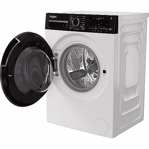 Стиральная машина Whirlpool фронтальная, 8кг, 1400, C, 55см, дисплей, пара, инвертор, черный люк, белый