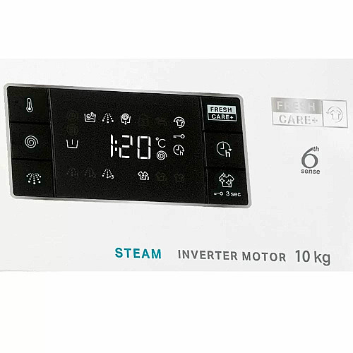 Стиральная машина Whirlpool фронтальная, 10кг, 1400, A+++, 60см, дисплей, пара, инвертор, черный люк, белый