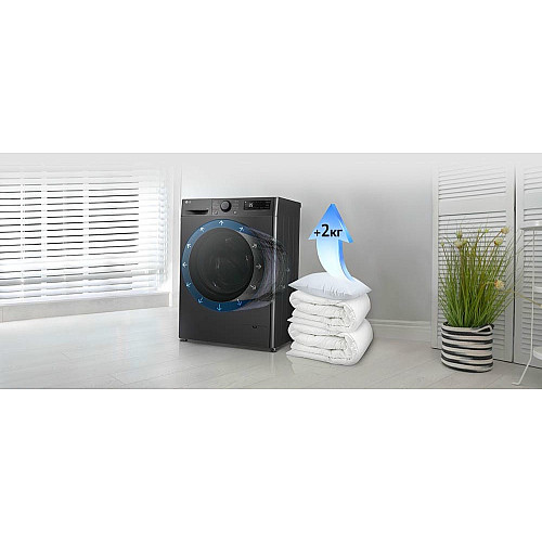 Пральна машина LG фронтальна, 9кг, 1200, A, 48см, дисплей, пара, інвертор, чорний