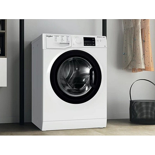 Стиральная машина Whirlpool фронтальная, 7кг, 1200, A+++, 43.5см, дисплей, пара, инвертор, черный люк, белый