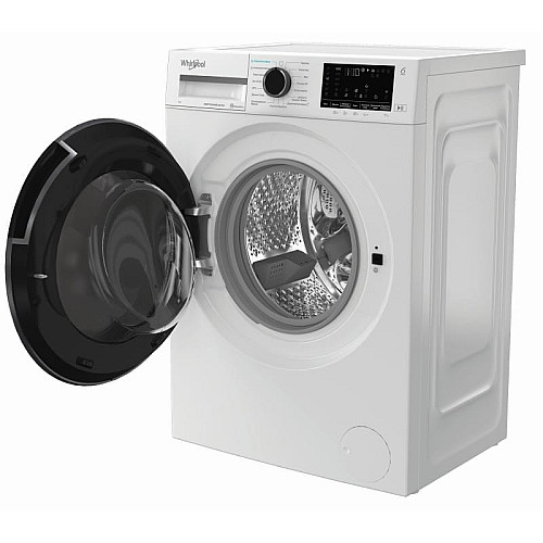 Стиральная машина Whirlpool фронтальная, 7кг, 1200, A, 49.6см, дисплей, пара, инвертор, черный люк, белый