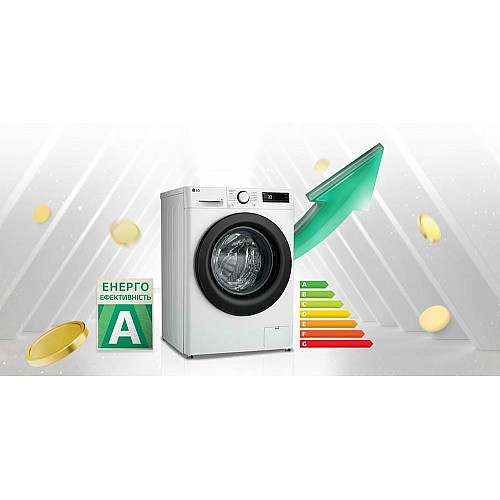 Пральна машина LG фронтальна, 8кг, 1200, A, 48см, дисплей, пара, інвертор, білий