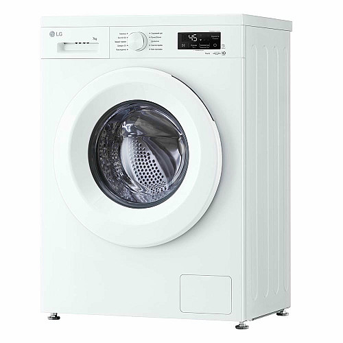 Стиральная машина LG фронтальная, 7кг, 1200, A, 44см, дисплей, пара, инвертор, белый