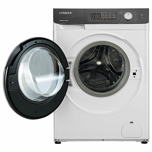 Стирально-сушильная машина Hitachi фронтальная, 8(5)кг, 1400, A, 60см, дисплей, пара, инвертор, белый