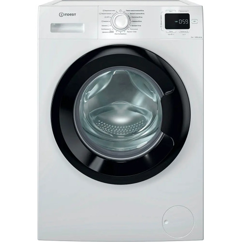 Пральна машина Indesit фронтальна, 6кг, 1200, A+++, 44.6см, дисплей, пара, інвертор, люк чорний, білий