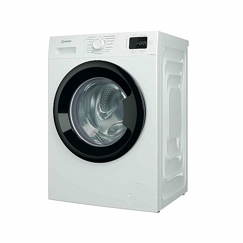 Стиральная машина Indesit фронтальная, 7кг, 1200, A+++, 49.6см, дисплей, пара, инвертор, черный люк, белый