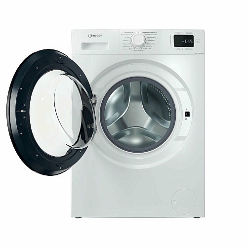 Стиральная машина Indesit фронтальная, 6кг, 1200, A+++, 44.6см, дисплей, пара, инвертор, черный люк, белый