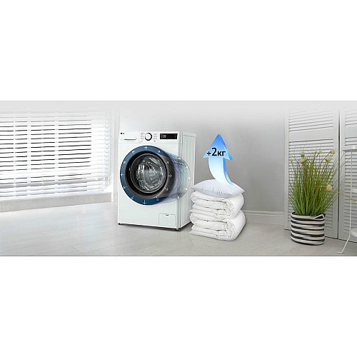 Стиральная машина LG фронтальная, 9кг, 1200, A, 48см, дисплей, пара, инвертор, белый