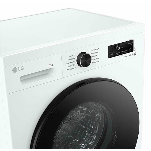 Пральна машина LG фронтальна, 7кг, 1200, A, 44см, дисплей, пара, інвертор, білий