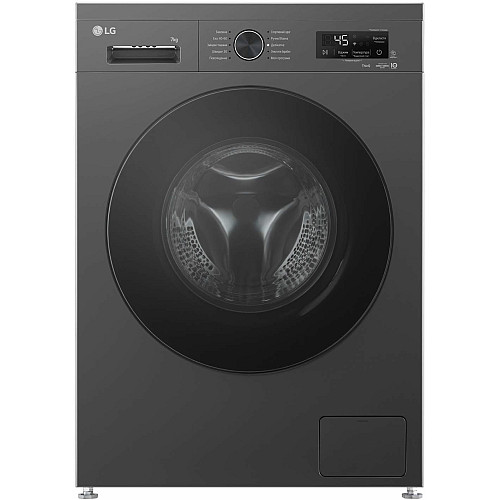 Стиральная машина LG фронтальная, 7кг, 1200, A, 44см, дисплей, пара, инвертор, черный