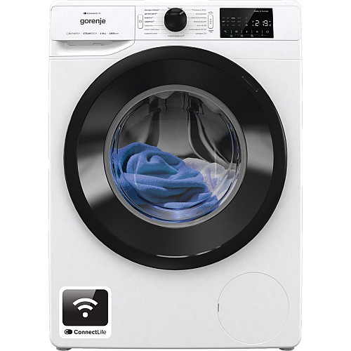 Стиральная машина Gorenje фронтальная, 8кг, 1400, A+++, 55см, дисплей, инвертор, пара, Wi-Fi, белый