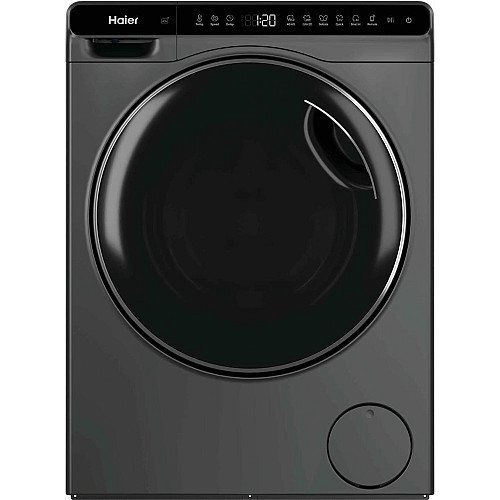 Стиральная машина Haier фронтальная, 5кг, 1200, A, 42.3см, дисплей, инвертор, люк черный, Wi-Fi, высота 70см, серебристый