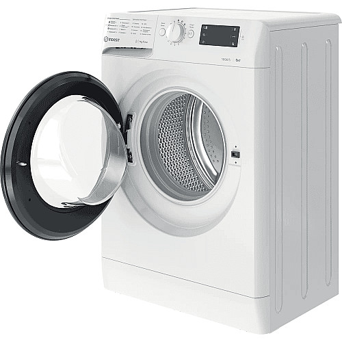 Стиральная машина Indesit фронтальная, 6кг, 1000, A+++, 43см, дисплей, черный люк, белый