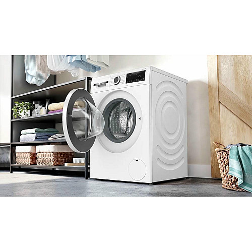 Стирально-сушильная машина Bosch фронтальная, 8(5)кг, 1400, E, 59см, дисплей, белый